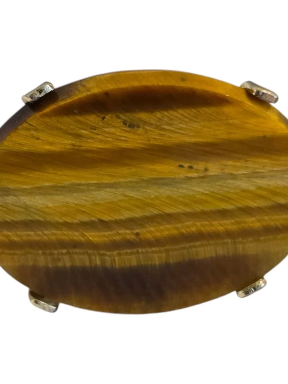 Vintage Dante Gold Tone Oval Cufflinks Tigers Eye Stone 4-Prong Setting